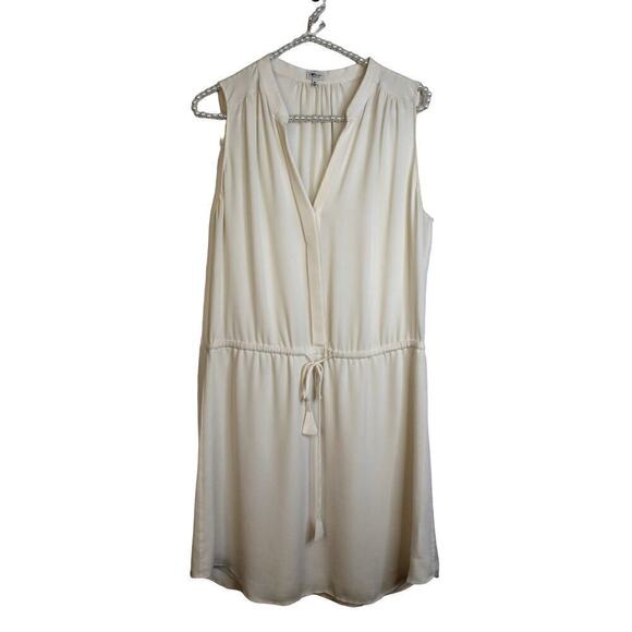 Aritzia t. babaton 100% Silk Cream Mini Dress with Tie Waist Size M - Picture 1 of 5